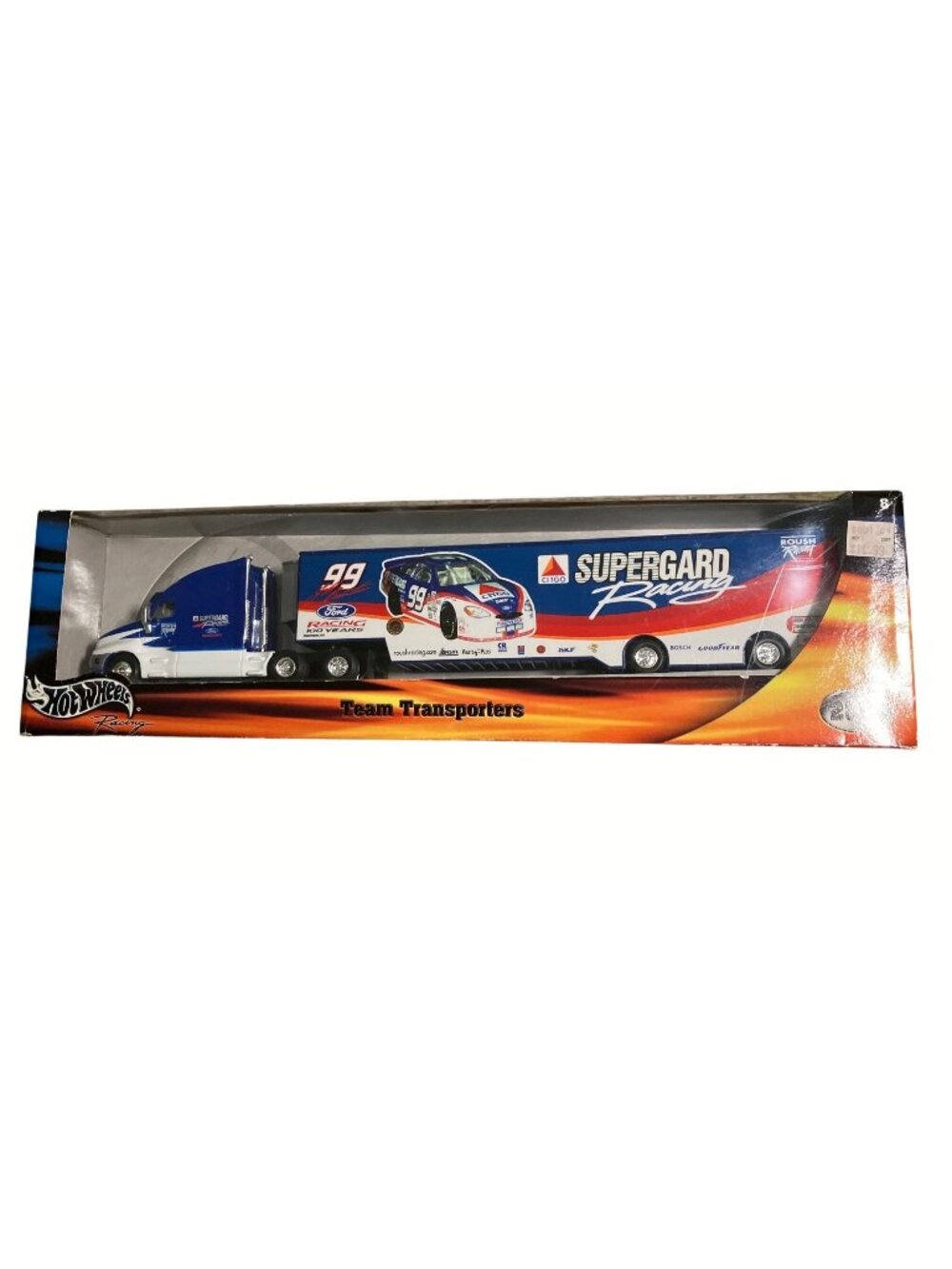 Hot Wheels Racing Team Transporters Supergard Ford 99 Diecast Truck Trailer 2001